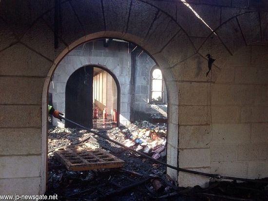 The aftermath of fire to the church in Tabgha