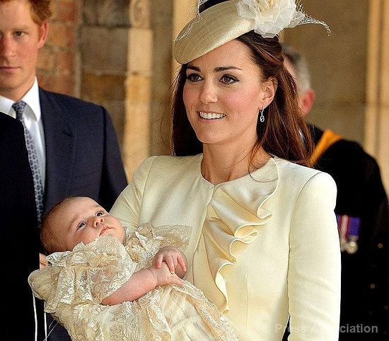 Prince George arrives for his October 2013 christening with his mother, the Duchess of Cambridge. (photo credit: Press Association/Courtesy of The British Monarchy Facebook page)