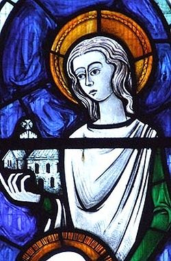 A stained glass of St. Ermenburgh (Domneva) of Thanet