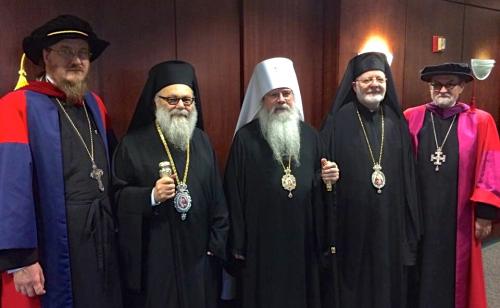 L to R: Fr. John Behr, Patriarch John, Metropolitan Tikhon, Metropolitan Joseph, Fr. Chad Hatfield