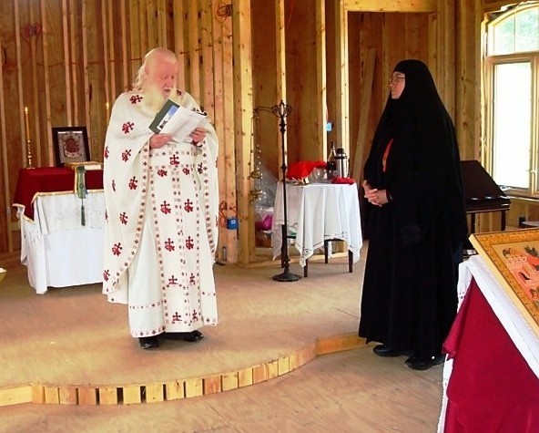 Fr. Ambrose and Mother Theadlephi at the Entrance of the Theotokos Skete