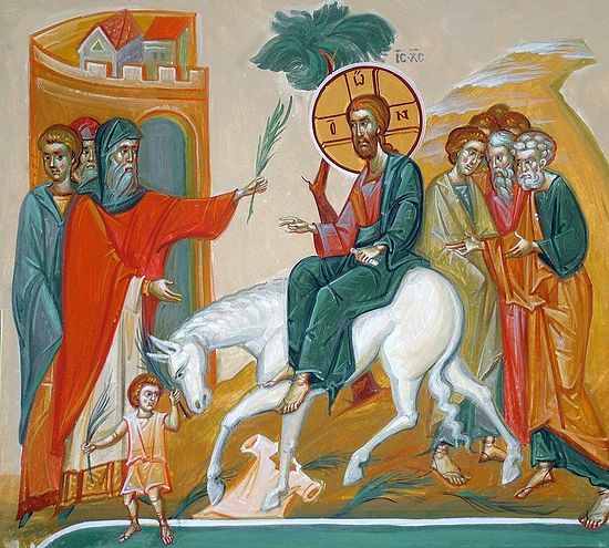 The Entrance in Jerusalem, fresco by hand of John Popa, 2007