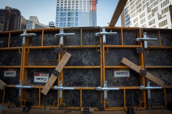 Molding frames at the construction site. On Aug. 28, the first concrete was poured.