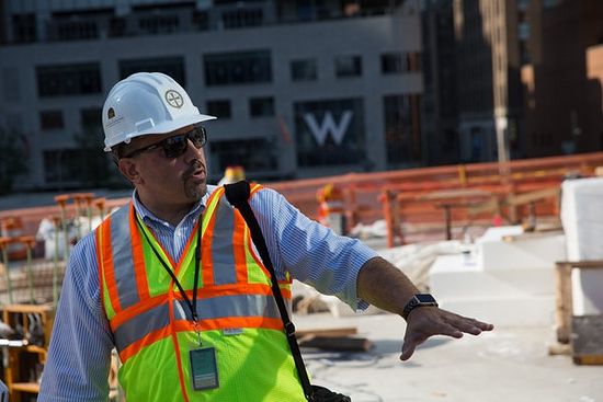 Jerry Dimitriou, the executive director of administration for the Greek Orthodox Archdiocese of America, touring the site.
