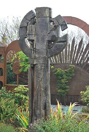 A Celtic cross on Lindesfarne.