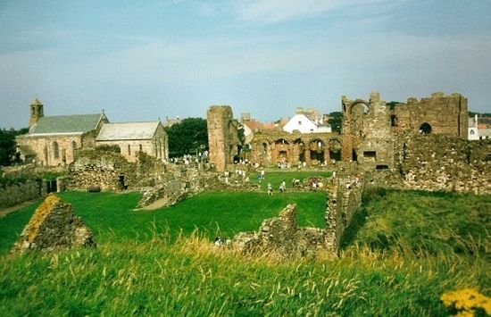 A view of the ruined priory church, Lindisfarne.