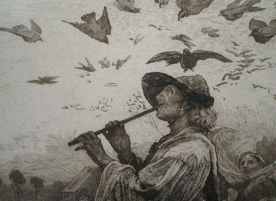 Гамельнский крысолов. Фрагмент гравюры, выполненной по картине Джорджа Пинвелла