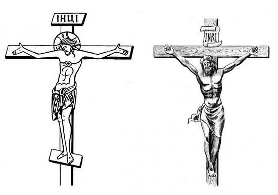Фото Азбука.ру Традиционные православный и католический тип изображения Распятия Христова на Кресте