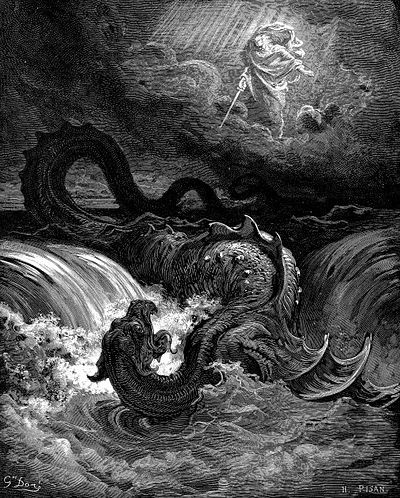 "Destruction of Leviathan". 1865 engraving by Gustave Doré