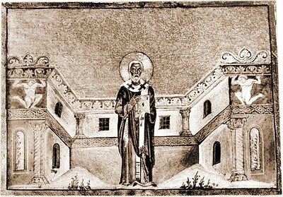 St. Gregory, Enlightener of Armenia. Miniature from the Menalogion of Basil II. 976-1025 (Vat. gr. 1616. Fol. 74).