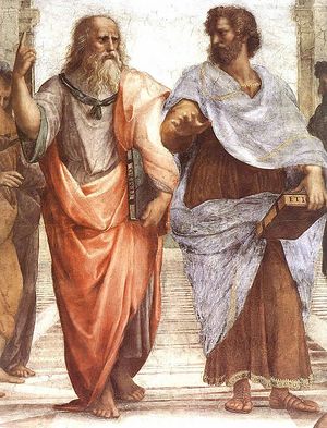 Платон и Аристотель. Фрагмент фрески Рафаэля «Афинская школа»