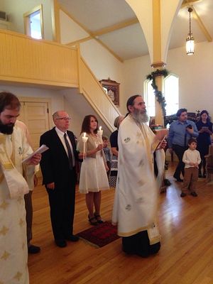 Isaac’s and Marilyn’s wedding ceremony in the Holy Resurrection Orthodox Church, Boston.