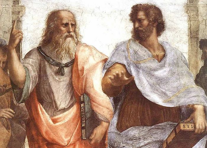Платон и Аристотель. Фрагмент картины Рафаэля