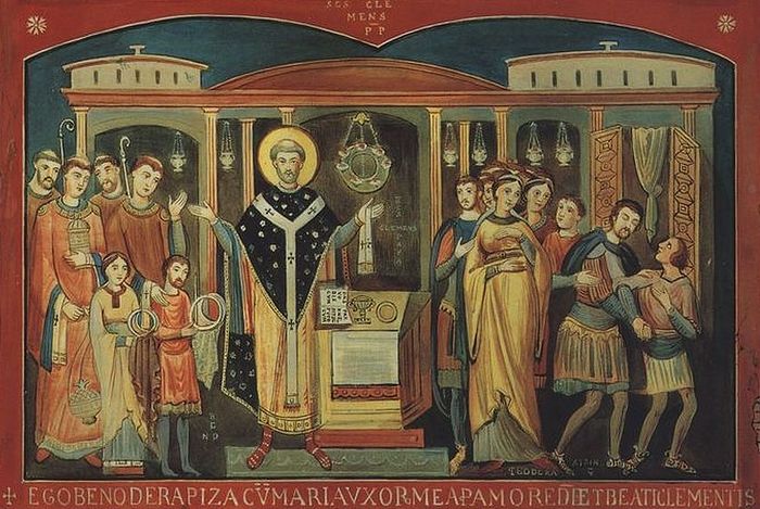 Священномученик Климент Римский. Фреска базилики св. Климента в Риме