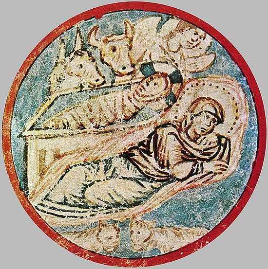 The Nativity of the Lord. Byzantine manuscript, 14th Century, Monastery of Cutlumus, Athos