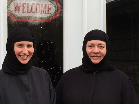 Sister Irene, left, and Mother Magdalene are two of four nuns who live on the property. (Maureen Brosnahan/CBC)