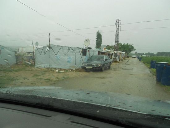 Syrian refugee tent camps, Saadnayel, Bekaa Valley.