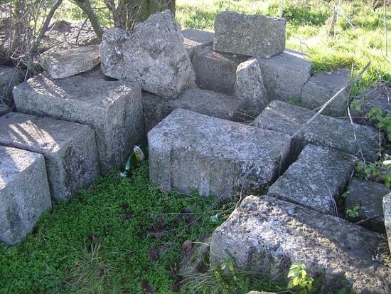 Stones from the 9th century AD Great Basilica in the then Bulgarian capital Pliska which were removed from the building in the 19th century by the Ottoman Turks but were left over from the Ottoman railway construction efforts can still be seen lying around the abandoned Kamenyak train station in Northeast Bulgaria. Photo: National Museum of History