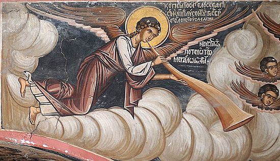 Fragment of a fresco of the ninth scene of the Apocalypse, Dionysiou Monastery, Mt. Athos