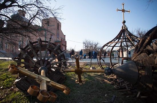 One of the many churches destroyed during the 2014-15 war in Donbass. Source: Donetsk, Mikhail Sokolov, TASS.