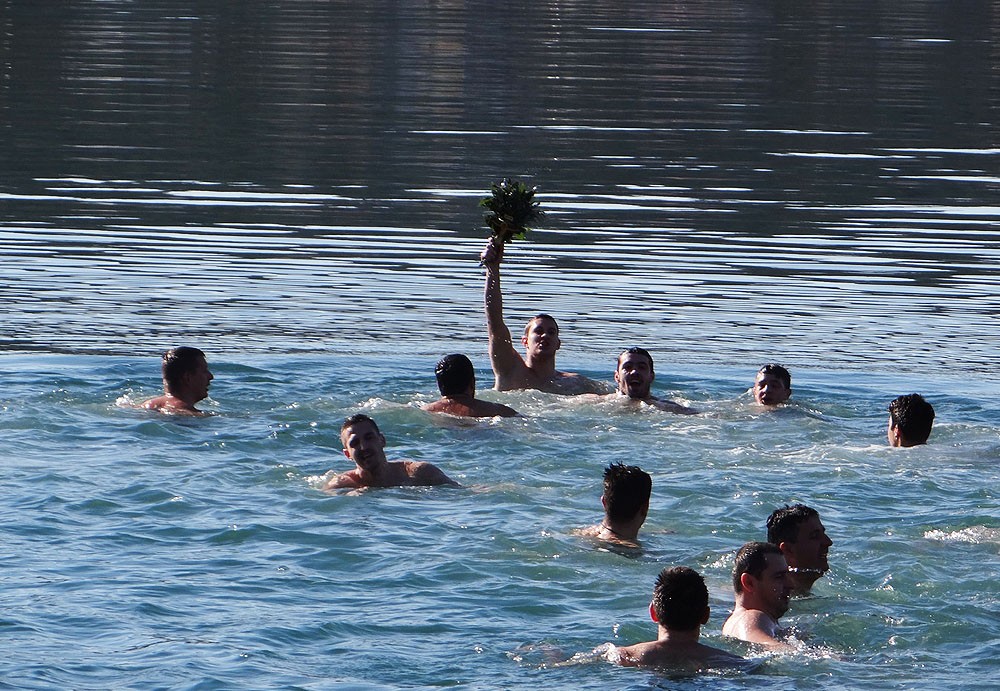 Third-time winner of the swim in Mikoljska Bay, Bosko Piper.