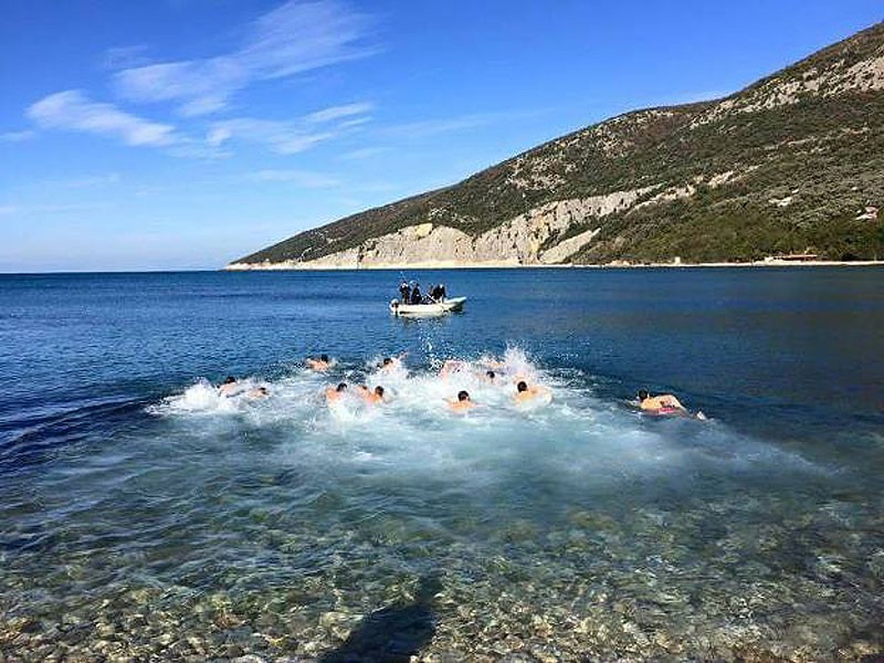 Ulcinj. The first-time participants in the swim lunged fearlessly into the sea. 
