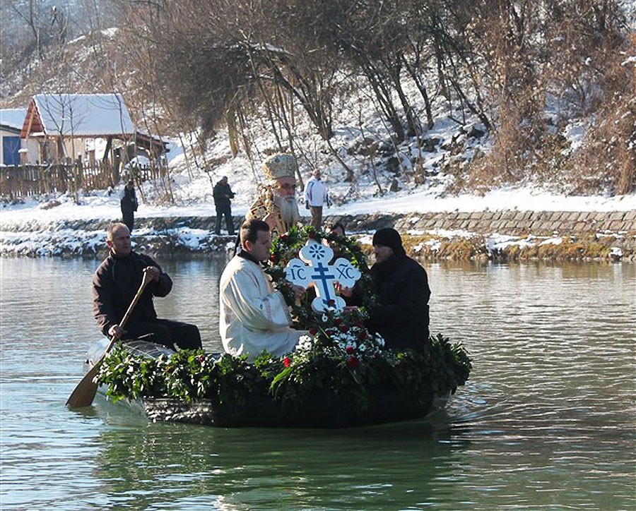 Bishop Milutin of Valjevo on the Gradac River. Valjevo diocese. 