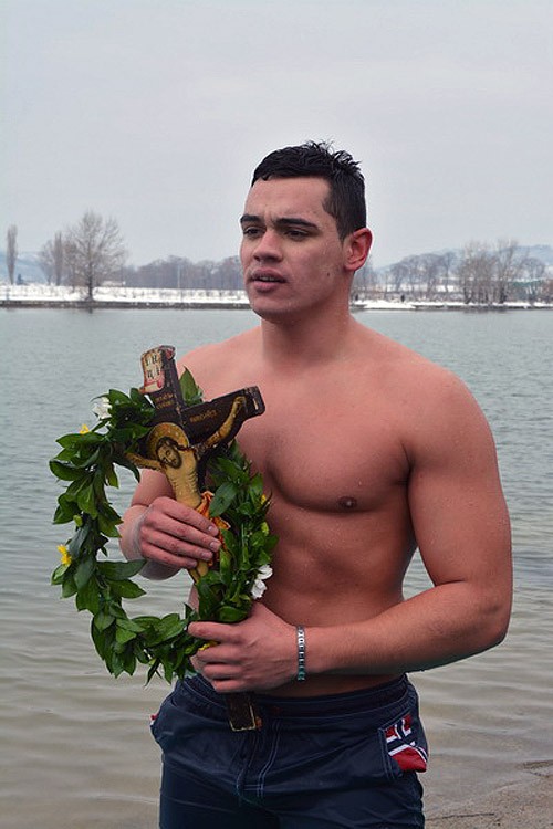 Pirot. Winner of the swim, student Andrija Zlankovic: 
