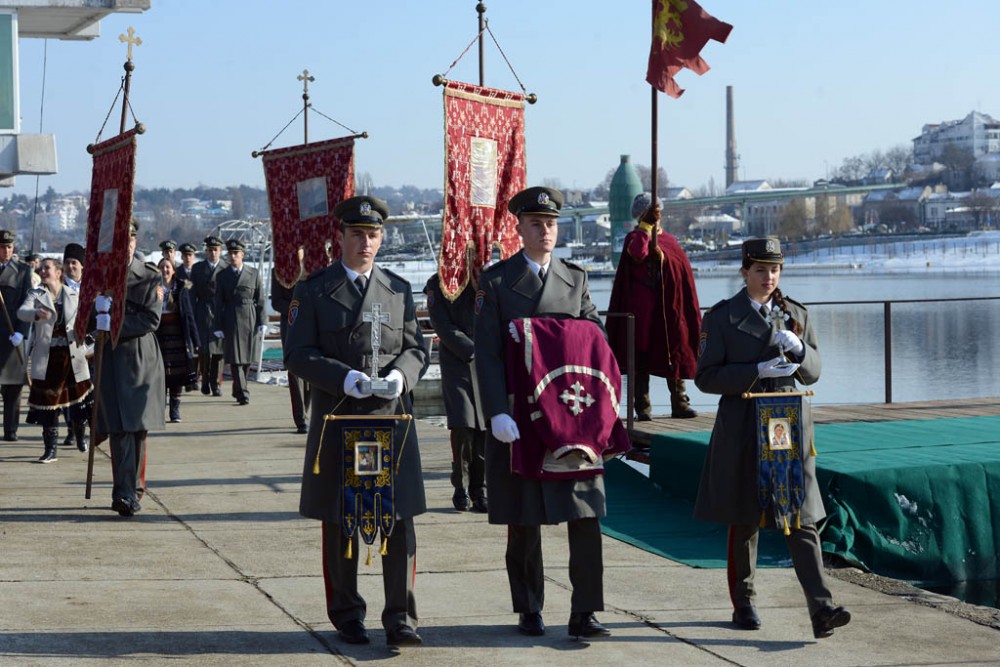 The Serbian armed forces traditionally take part in the feast and the swim. 