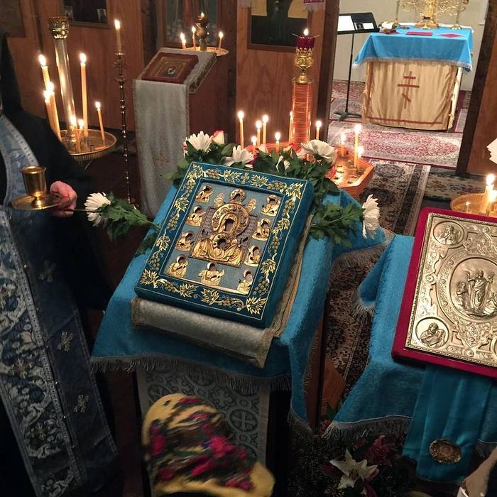 The Kursk-root icon of the Mother of God rests on a stand Friday, Feb. 26, 2016, during services at the Holy Trinity Russian Orthodox Church in Mebane. The icon, dating to the 13th century, was removed from Russia for safekeeping after the Bolshevik Revolution in 1920 and moved around Europe until it was taken to the United States following World War II. It current resides in the Hermitage of Our Lady of Kursk in Mahopak, N.Y. Holy Trinity Russian Orthodox Church Contributed 