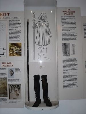The boots and staff of the Worcester's pilgrim (now displayed in the crypt) - taken from Flickr.com