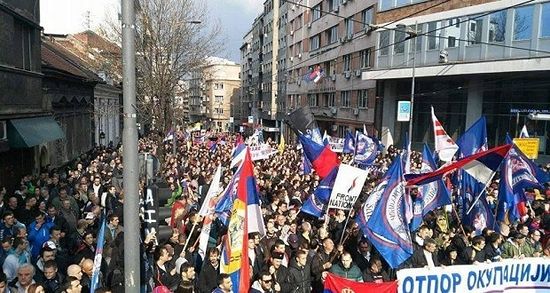 SEVERAL THOUSAND PROTESTERS MARCHED AGAINST NATO IN BELGRADE