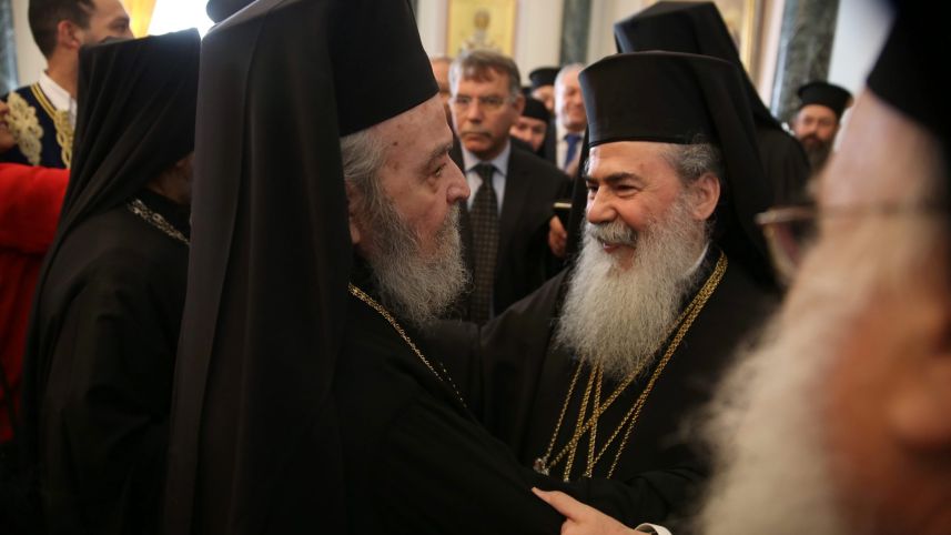 Patriarch Theophilos III of Jerusalem Meets Former Patriarch Irenaios of Jerusalem