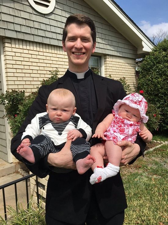 Sarah Johnson/Times Record News Father Peter Kavanaugh greeted twins Kevin and Eva just a week before he arrived in Wichita Falls to serve as priest at St. Benedict Orthodox Church. After settling in last October, he quickly expanded the church's activities, adding a weekly dinner and Wednesday religious education classes. The church will share its fellowship May 7 when it hosts a community barbecue.