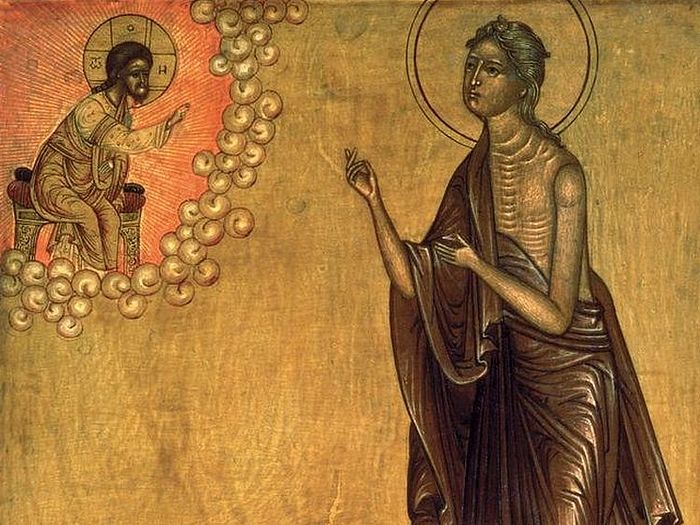 Преподобная Мария Египетская. Фрагмент иконы