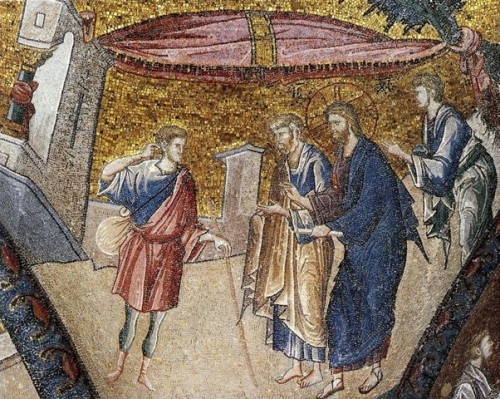 Christ heals the deaf man, 14th century mosaic, Kariye Camii, Istanbul (Church of the Holy Saviour, Chora)
