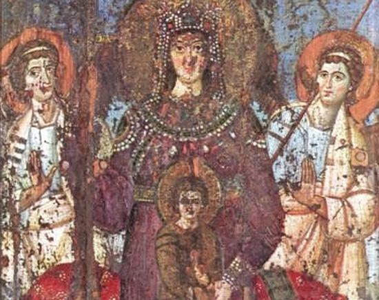 Богоматерь - Царица Небесная. Ранний VIII век. Рим. Базилика Санта Мария ин Траставере