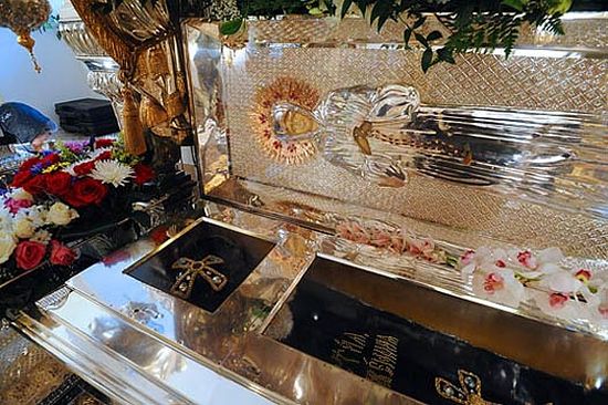The shrine with relics of St. Matrona of Moscow.