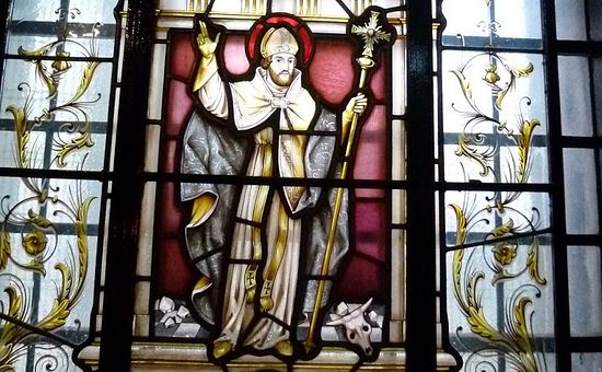 A stained glass window of St. Alphege inside St. Alphege's Greenwich Church(taken from Flickr.com)