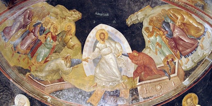Сошествие Христа во ад. Фреска монастыря Хора, Константинополь. XIV в.