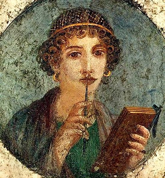 Молодая женщина со стилусом. Фреска; Помпеи, 1 век. Изображение с сайта epodreczniki.pl