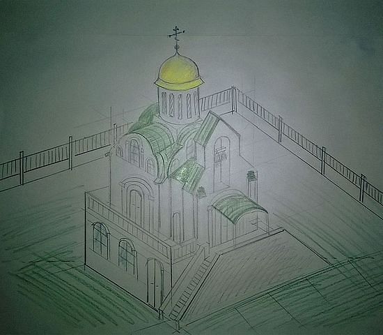 Примерный общий эскиз храма прп.Серафима Саровского на Пангане (Таиланд). http://www.orthodox.or.th