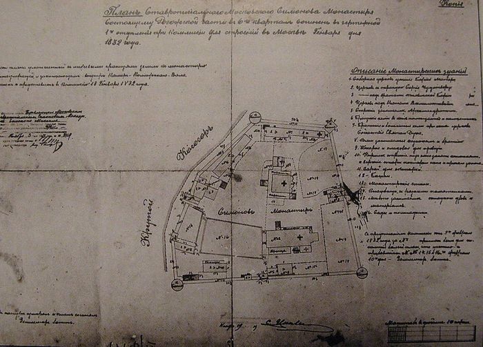План Симонова монастыря