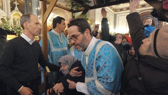 The Holy Girdle of the Mother of God at the Cathedral of Christ the Savior in Moscow.