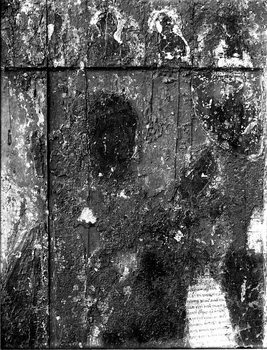 Боголюбская икона после снятия оклада в 1918 г. Фрагмент