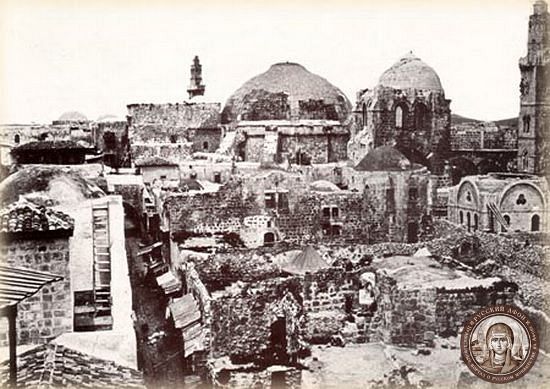 Руины площади Муристан рядом с храмом Гроба Господня. Фотография 1858 года
