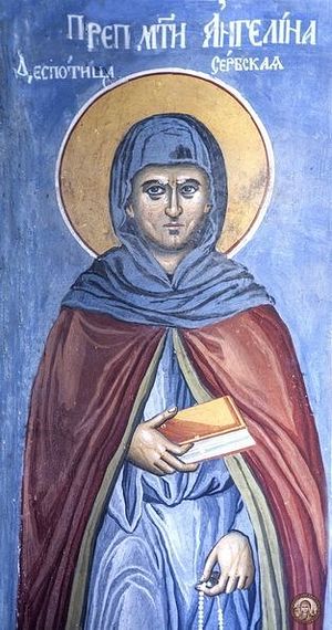 Преп. матерь Ангелина, деспотица Сербская. Фреска Сербской Лавры Хиландарь