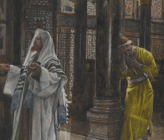 Джеймс Тиссо, «Мытарь и фарисей» (1886 — 1894 гг.), Бруклинский музей, Нью — Йорк.Изображение с сайта spendayearwithjesus.com
