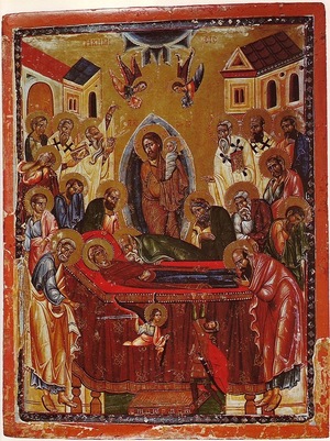 Sinai icon of the Dormition of the Theotokos from the latter half of the 13th century.