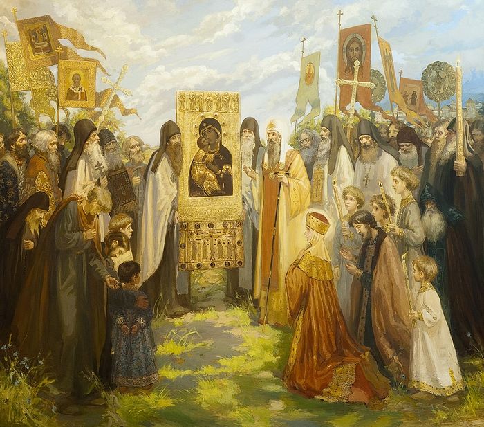 Митрополит Киприан встречает Владимирскую икону